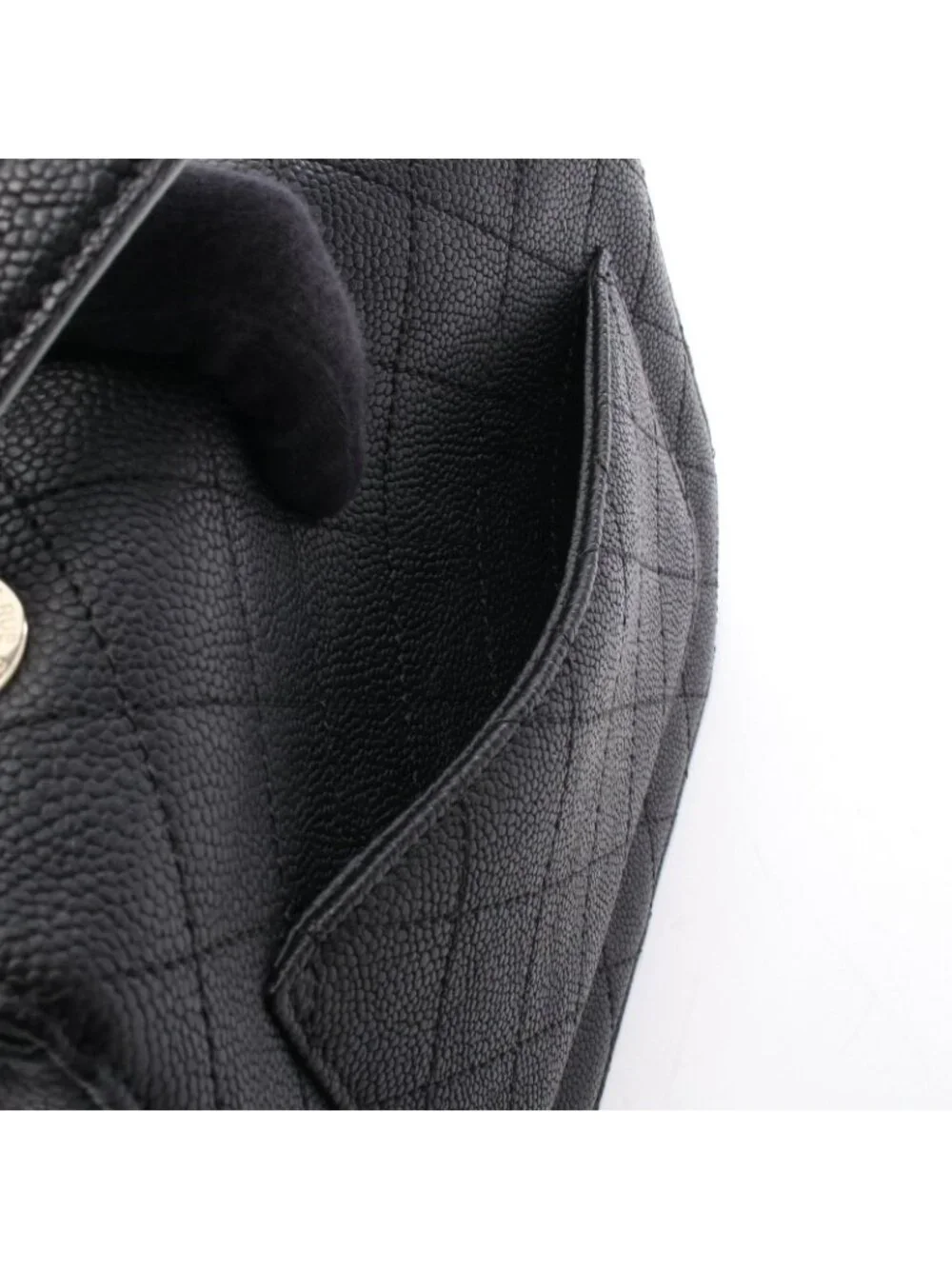 Chanel Shoulder Bag Quilted Half Coco Black Caviar Leather 2-Way Chain